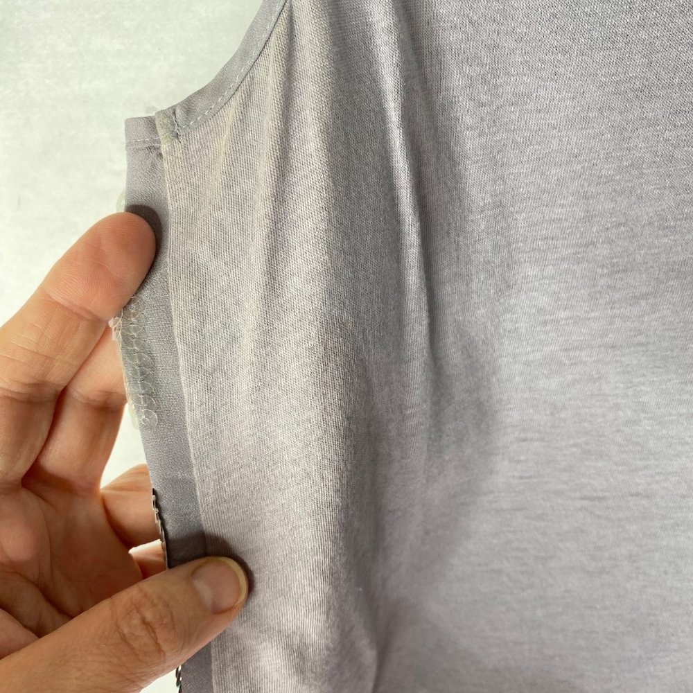 Express Grey Neutral Sequined Sleeveless Size Medium - Picture 4 of 11